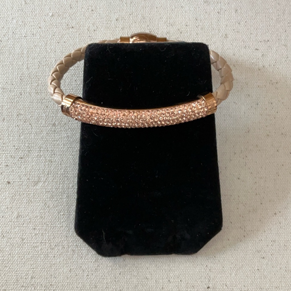 Vintage Folli Follie Rose Gold Tone Braided Magnetic Crystal Bracelet-Signed-GUC